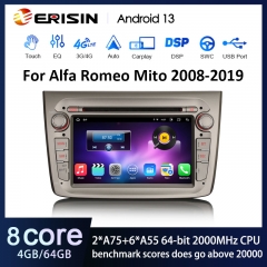 Erisin ES8830M 7" 8-Core 64G Android 13.0 Car Stereo GPS For Alfa Romeo Mito Wireless CarPlay Auto Radio DSP 4G LTE Slot