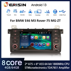 Erisin ES8546B 7" Android 13 IPS Autoradio GPS Wireless CarPlay Auto Stereo SWC DTV DSP For BMW E46 M3 Rover 75 MG ZT