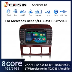 Erisin ES8582S 7" DSP Android 13.0 Car DVD CarPlay & Auto GPS 4G DAB+ for Mercedes Benz S-Class W220 CL-Class W215 Stereo