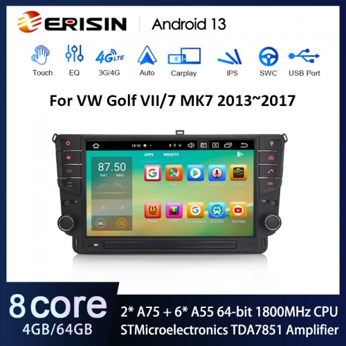 Erisin ES8511G 9" IPS Screen Android 13.0 Car Stereo For VW Golf VII/7 MK7 CarPlay Auto GPS Sat Navi DSP 4G LTE SWC