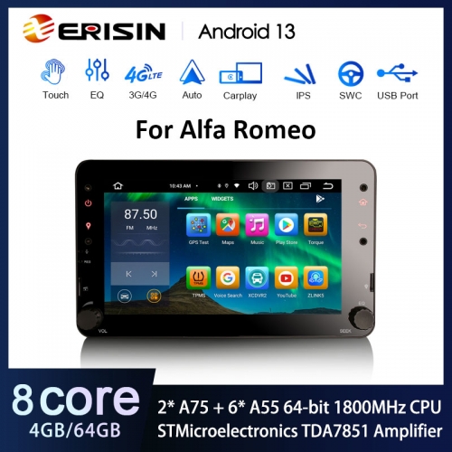 Erisin ES8520R 7" Android 13.0 Car Stereo For Alfa Romeo Spider 159 Brera DSP CarPlay & Auto 4G LTE Slot IPS BT5.0 TDA7851 GPS