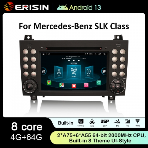Erisin ES8940S 7" IPS Android 13.0 Car DVD Player GPS DSP 4G LTE Wireless CarPlay Auto Radio For Mercedes-Benz SLK Class R171 W171 SLK200 SLK280 SLK30