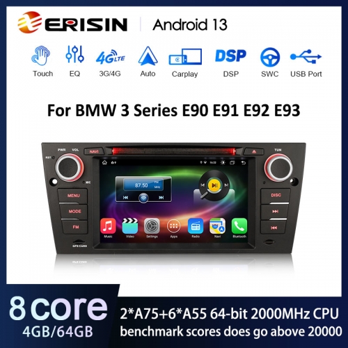 Erisin ES8867D Android 13.0 Car DVD GPS Navigation For BMW E90 E91 E92 E93 M3 Stereo Wireless CarPlay Auto Radio DSP 4G LTE BT5.0