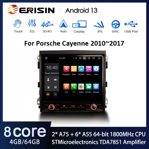 Erisin ES8542C 8,4" Восьмиядерный Android 13,0 Авто Радио CarPlay GPS TPMS DVR DTV DAB-IN Автомобильная стереосистема для PORSCHE CAYENNE 2010-20