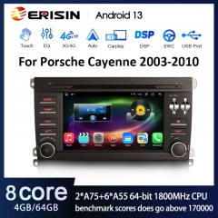 Erisin ES8814C 8-Core 64G Android 13.0 Car Stereo GPS For Porsche Cayenne Wireless CarPlay Auto Radio DVD DSP 4G LTE Slot