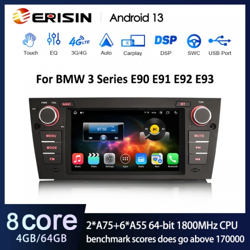 Erisin ES8867B Android 13.0 BMW E90 E91 E92 E93 M3 Car Stereo GPS Wireless CarPlay Auto Radio DSP 4G LTE Slot