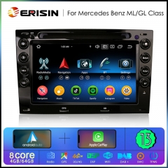 Erisin ES6713M 7 Inch 8-Core Android 13 Car Radio with GPS Navigation For Renault Megane Ⅱ Wireless CarPlay DAB+ OBD2 Wifi Canbus DVD Player