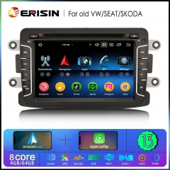 Erisin ES6729D Octa-Core 7" Android 13.0 Car Radio For Renault Dacia Duster Logan Sandero Dokker DSP CarPlay & Auto GPS TPMS DAB+ 4G SIM IPS BT5.0 CAN