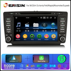 Erisin ES6726S Android 13.0 Car Stereo DVD For Skoda Octavia Rapid Spaceback Roomster Superb Yeti CarPlay Auto Radio GPS DSP IPS BT5.0 Multimedia