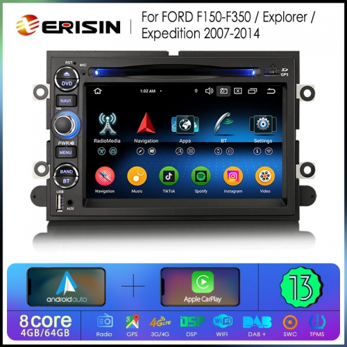 Erisin ES6752F DSP Android 13.0 Autoradio DVD For Ford F150 F250 F350 Explorer(U251)  Expedition Stereo Multimedia Wireless CarPlay Android Auto GPS