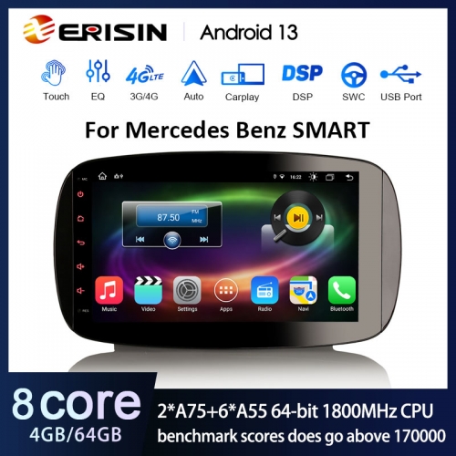 Erisin ES8899S Android 13 Multimedia Player Car radio For Mercedes-Benz Smart GPS Navigation Stereo CarPlay Auto DSP WIFI ALL In One