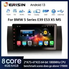 Erisin Android 13.0 Car Stereo BMW 5er E39 X5 E53 M5 Autoradio GPS Navi CarPlay DAB+ Android Auto BT5.0 DSP WLAN DVB-T2 OBD2 RDS USB 4G ES8893B