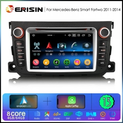 Erisin ES6733S 1Din Android 13.0 Car DVD For Mercedes-Benz Smart Fortwo Stereo Support CarPlay Auto 4G GPS DSP GPS System