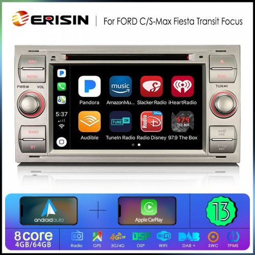 Erisin ES6766FS Android 13.0 Car Stereo For FORD C-Max S-MaxTransit Connect DVD GPS Navi CarPlay Auto Radio DSP 4G IPS Bluetooth 5.0