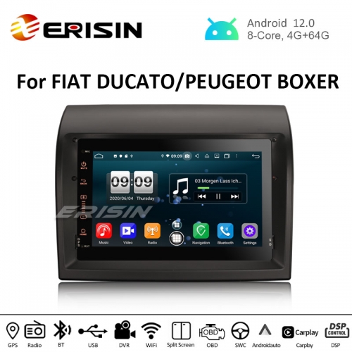 Erisin ES8774D 7" 64G Android 12.0 Car Stereo CarPlay Auto DSP GPS TPMS DVR 4G BT for FIAT DUCATO CITROEN JUMPER