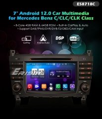 Erisin ES8718C 7" DSP Android 12.0 Car GPS DVD For Benz C/CLC/CLK Class W203 W209 Stereo CarPlay & Auto GPS 4G DAB+