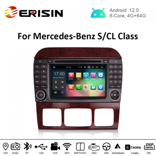 Erisin ES8182S 7" Octa-Core Android 12.0 Car DVD for Benz S-Class W220 iPhone Auto CarPlay GPS DSP DAB