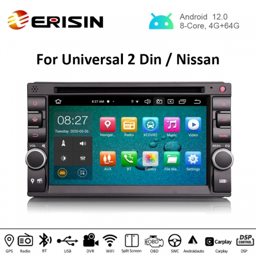 Erisin ES8136U 6.2" PX5 64GB 2 Din Android 12.0 Car Radio CarPlay & Auto GPS 4G DAB+ DSP Stereo DVD Player