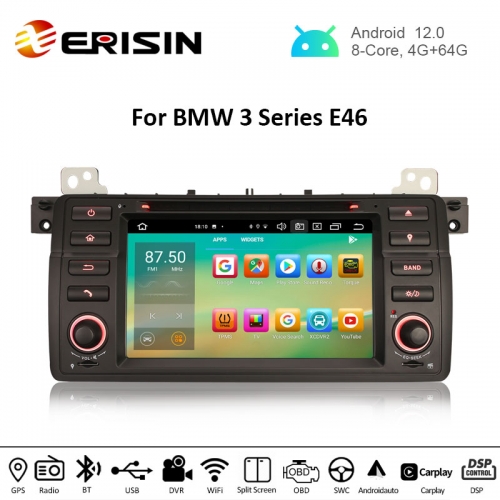 Erisin ES8162B 7" BMW E46 Car DVD Player 64G Android 12.0 Car Stereo DSP CarPlay & Auto GPS TPMS DAB+ 4G