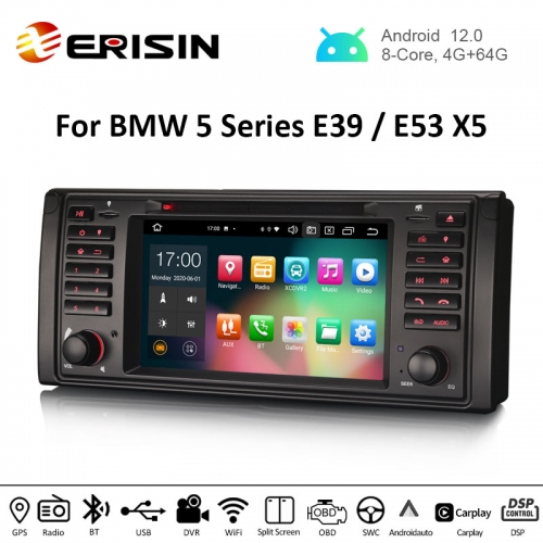 Autoradio Android 14 Pour BMW Série 5 E39 / M5 (1996-2003) - Snapdragon 8-core, 8Go RAM, 128Go ROM - CarPlay/Android Auto Sans Fil, 4G, GPS