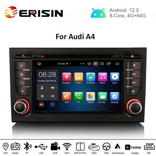 Erisin ES8178A 7" Octa-Core 64GB Android 12.0 Car DVD Player For Audi A4 SEAT EXEO Stereo CarPlay Auto GPS 4G DSP