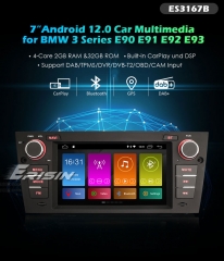 Erisin ES3167B 7" Android 12.0 Car Stereo System DSP Apple Carplay DAB+ 4G GPS for BMW 3 Series E90 E91 E92 E93 M3