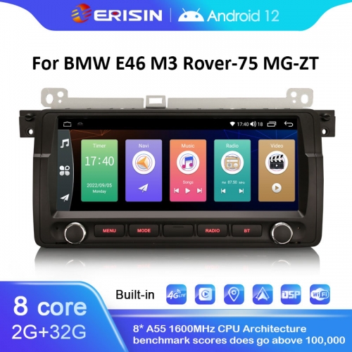ES4146B 8.8" Octa-Core Android 12.0 Auto Multimedia System For BMW E46 MG ZT CarPlay & Auto GPS TPMS RDS 4G LTE SIM Slot