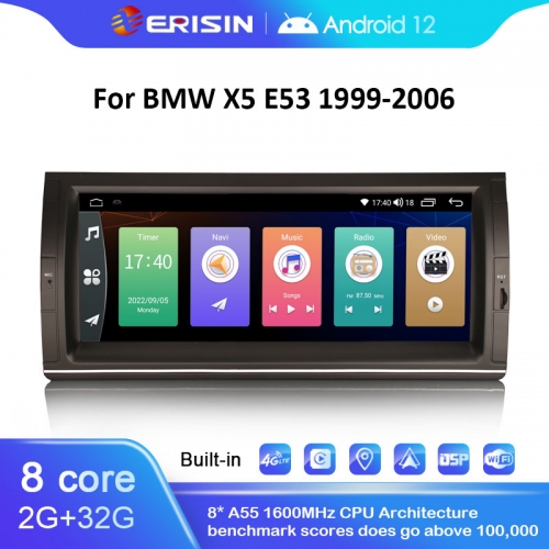 ES4153B 10.25" Octa-Core Android 14.0 Car Multimedia For BMW X5 E53 Wireless CarPlay & Auto Radio GPS DVR DSP