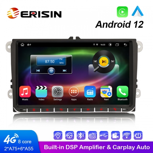 Erisin es8691v 9 polegadas android 12.0 player multimídia do carro embutido 4g wifi carplay e sistema de gps de rádio automático para vw caddy jetta a