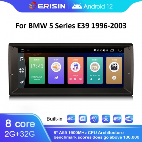 ES4139B 10.25" Android 12.0 Car Stereo GPS For BMW 5 Series E39 M5 DSP Wireless Apple CarPlay and Android Auto 4G SIM Slot Module