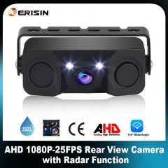 Erisin ES578 150° High Definition AHD Backup Camera 1080P-25FPS Rear View Camera with Radar Function 3 in 1 Parking Sensor