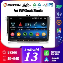 Erisin ES5791V HD Android 13.0 Car Stereo For VW Golf Plus Jetta V Bora EOS Seat Alhambra Skoda Superb GPS Sat CarPlay Auto Radio DSP 4G LTE BT5.0