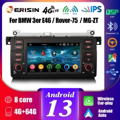 Erisin ES5746B IPS Screen Android 13 Car Stereo GPS SatNav For BMW 3er/M3 E46 Rover 75 MG ZT DSP 4G WiFi Wireless CarPlay Auto Radio BT5.0