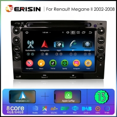 Erisin ES6713M 7 Inch 8-Core Android 13 Car Radio with GPS Navigation For Renault Megane Ⅱ Wireless CarPlay DAB+ OBD2 Wifi Canbus DVD Player