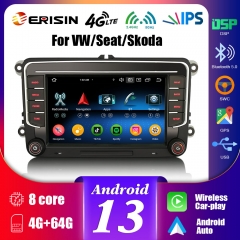 Erisin ES5735V IPS Screen Android 13 Car Stereo GPS SatNav Radio For VW Sharan Jetta Bora Caddy Golf Seat Skoda DSP 4G LTE Wireless CarPlay Auto BT5.0