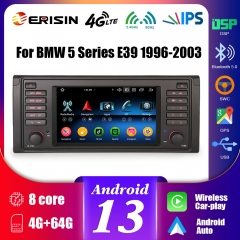 Erisin ES5739B IPS Screen Android 13.0 Car Stereo GPS SatNav Radio For BMW 5 Series E39 M5 DSP 4G LTE Wireless CarPlay Auto Bluetooth 5.0