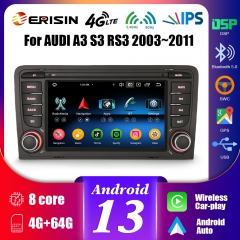 Erisin ES5773A Android 13 Car Multimedia Player For AUDI A3 (2003-2011) S3 RS3 RNSE-PU Stereo GPS SatNav CarPlay Auto Radio DSP 4G WiFi IPS Screen