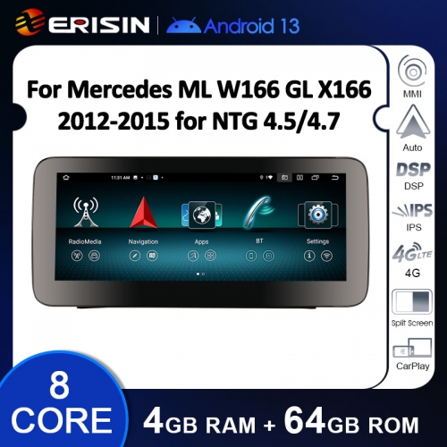 ES38ML45 10.25 Android 13 Car Stereo Screen Upgrade For Benz ML-Class W166/GL-Class X166 NTG 4.5/4.7 4G LTE Slot Dual WiFi CarPlay Auto Radio GPS Navi