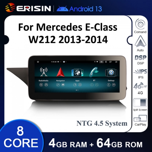 Erisin ES38E45L IPS Android 13 Car Stereo GPS For Mercedes-Benz E-Class W212 S212 2013-2015 with NTG 4.5 System Carplay Auto Radio WiFi 4G DSP System