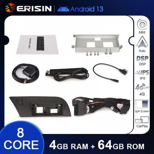 Erisin 10,25 Pollici 8-Core 4GB 64GB Android 14 Autoradio Bluetooth GPS Navigatore Per Audi A4 A5 B8 S4 S5 2009-2016 Supporto CarPlay Senza Fili Android Auto WiFi 4G DSP DAB IPS Schermo USB - View #9