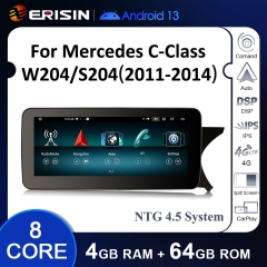 Erisin ES38C45R Right-Hand Drive IPS Android 13 Car Stereo GPS For Mercedes-Benz C-Class W204 S204 NTG 4.5 System Carplay Auto Radio WiFi 4G DSP BT5.0