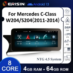 Erisin ES38C45L 10.25 IPS Android 13 Car Stereo GPS Navi For Mercedes-Benz C-Class W204 S204 NTG 4.5 System Carplay Auto Radio WiFi 4G DSP System