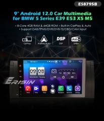 ES8795B 9" DSP Android 12.0 Car Stereo For BMW E39 E53 PX5 GPS Sat Nav CarPlay & Auto Radio 4G DAB+ WiFi