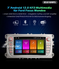 Erisin ES3109FS 7" Quad-Core Android 12.0 Car Multimedia Player for Ford Galaxy Focus Mondeo GPS WiFi 4G CarPlay TPMS DVR DAB+