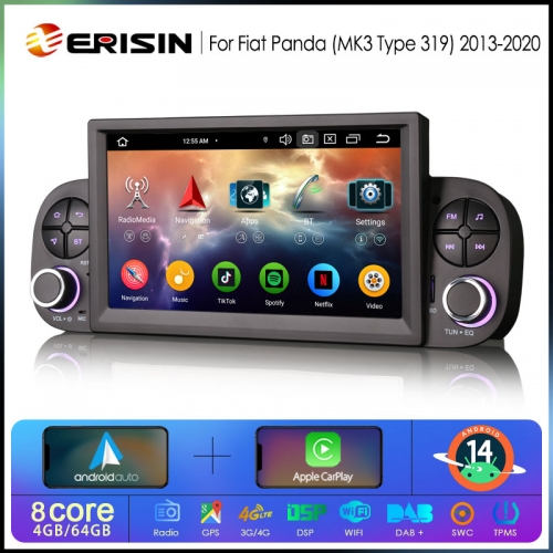 Erisin Autoradio Android 14 Per Fiat Grande Punto E Linea – 4+64GB, CarPlay Wireless, GPS, DAB+ - 3