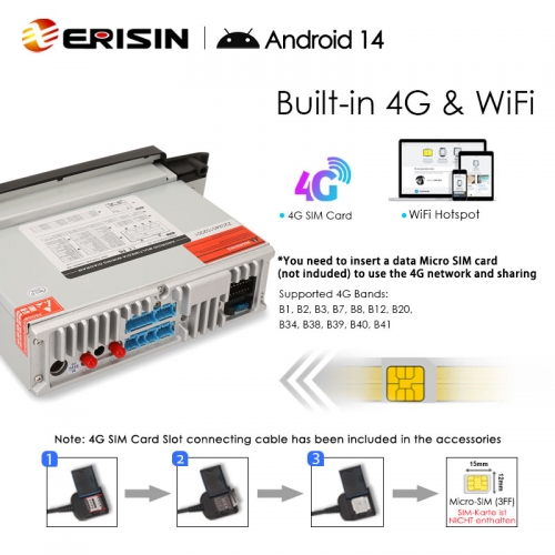 Erisin Autoradio 7 Pollici Android 13 Per Fiat Punto/Linea - 8 Core, 4GB+64GB, GPS, Wireless CarPlay, DSP, 4G, WiFi, OBD2 - 2
