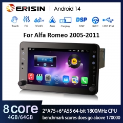 Erisin ES8820R IPS Screen 7" Android 14.0 Car Stereo For Alfa Romeo GPS Navi Wireless Carplay Auto Radio Multimedia 4G LTE WiFi