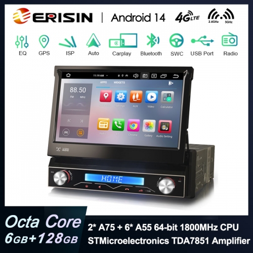 Erisin 8-Core Android 14 4GB RAM+64GB ROM Autoradio Bluetooth 5.0 per Fiat 500L 2012-2017 7 pollici Schermo tattile Supporto GPS Navigatore Senza fili CarPlay Android Auto WiFi DAB+ DSP Canbus OBD2