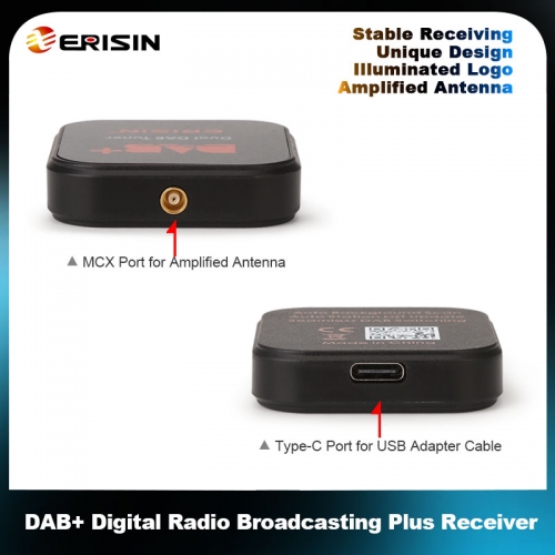 Erisin Ricevitore DAB+ Doppio Tuner per Autoradio Android, Commutazione Automatica del Segnale, Plug & Play, Adattatore Radio Digitale Hi-Fi con Antenna Amplificata Erisin Ricevitore DAB+ Doppio Tuner per Autoradio Android, Commutazione Automatica del Segnale, Plug & Play, Adattatore Radio Digitale Hi-Fi con Antenna Amplificata