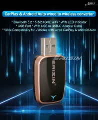 Erisin ES111 Wireless CarPlay Adapter: Instantly Convert Wired to Wireless for 98% of Cars! Plug & Play, Stable Bluetooth 5.2 & WiFi
